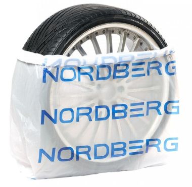 Пакеты для шин ПНД 110х110 см, 15 мкм, белые с логотипом NORDBERG, 100 шт. Артикул: NTSB1115W