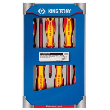 НАБОР ОТВЕРТОК, ДИЭЛЕКТРИЧЕСКИЕ, 6 ПРЕДМЕТОВ KING TONY 30606MR