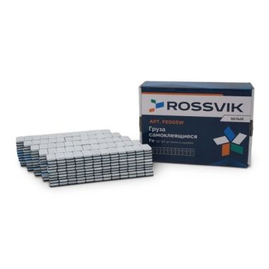 Груза клеевые (Fe) для легковых колес ROSSVIK FE005W, 12*5 г, тонкие, БЕЛАЯ эмаль, (50шт./кор.) #3