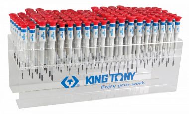 СТЕНД С ПРЕЦИЗИОННЫМИ ОТВЕРТКАМИ, СЕРИИ 1431, 1432, 1433, 114 ПРЕДМЕТОВ KING TONY 31419MR